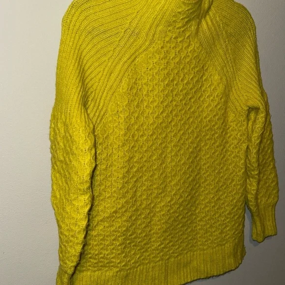 Anthropologie Bia Sweater Women's Medium Yellow Alpaca Wool Blend Cable Knit XS - Picture 2 of 12